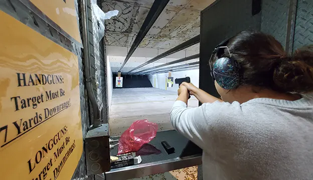 Concealed Carry Classes Woman At Pistol Range